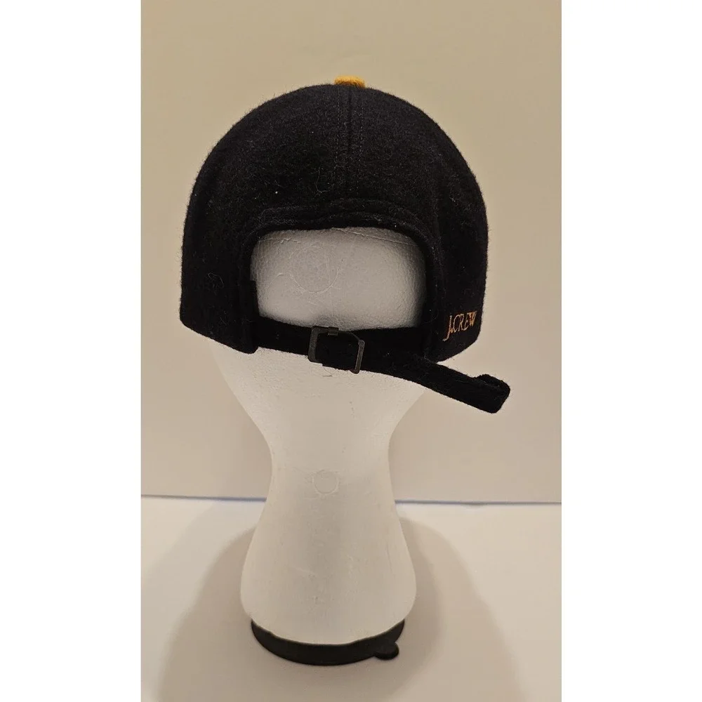 J.Crew Vintage Wool Blend Baseball Cap Black Mustard Yellow Made in USA Medium